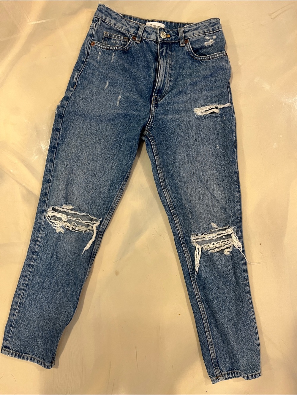 Zara Distressed Boyfriend Jeans - Blue